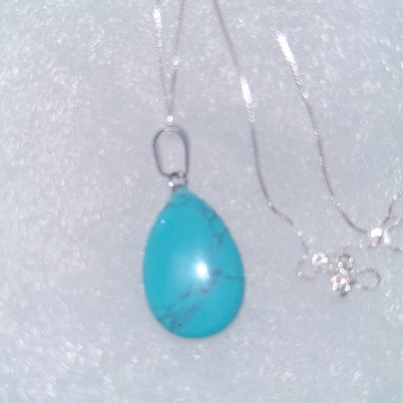 Boho Natural Turquoise Sterling Silver 16” Necklace - Picture 1 of 8